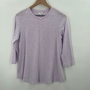 J Jill Purple Shirt 3/4 Sleeve Flare Bottom Ladies XSmall